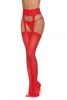 Pantyhose With Garters - One Size - Red