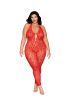 Rhinestone Bodystocking Dmnd - Queen Size - Poinsettia