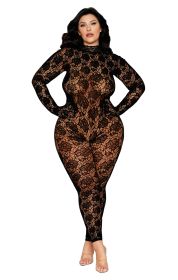 Gloved Bodystocking Dmnd - Queen Size - Black