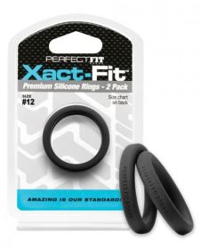 Perfect Fit Xact Fit #12 Black Pack Of 2 Cock Rings