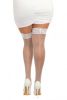 Fishnet Thigh High - Queen - White