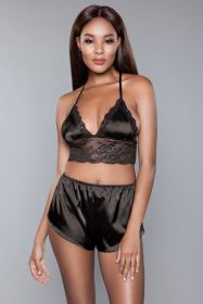 1963 Lilliana Cami and Short Set (Color: Black, size: XL)