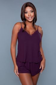 2145 Emery Cami and Short Set (Color: Violet, size: L)