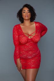 2247P Lynn Chemise (Color: Red, size: 2X)