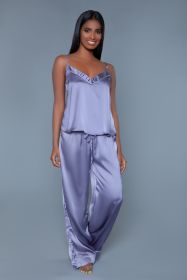 2025 Madison Satin Pants PJ Set (Color: Lilac, size: XL)