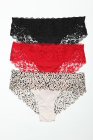 22103PK Arlo Bikini Panty 3 Pack (Color: Black/Red/Leopard, size: S)