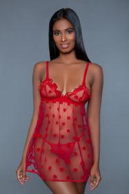 2032 Valentine Babydoll (Color: Red, size: S)