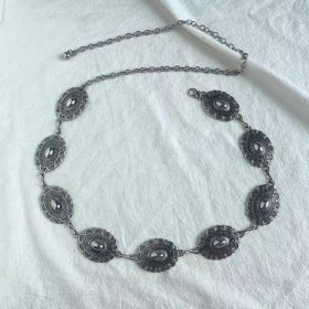 Women's Carved Geometric Retro Waist Chain (Option: Silver C Style)