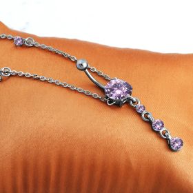 Fashion Navel Waist Chain Zircon Pendant Belly Ring (Color: Pink)