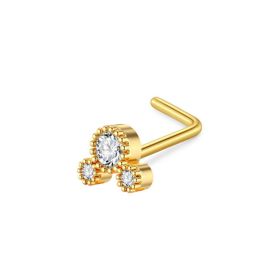 Zircon Nose Stud Ear Studs Piercing Jewelry (Option: Three Zircon-L Rod Gold)