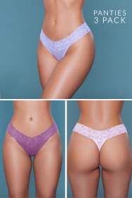 2201 Mila Thong 3 Pack (Color: Pink/Lavender/Rosewood, size: M)