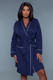 2258 Waffle Robe (Color: Navy Blue, size: S/M)