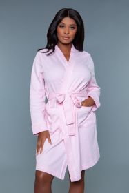 2258 Waffle Robe (Color: Light Pink, size: S/M)