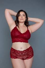 2252P Cindy Cami Set (Color: Maroon, size: 1X)