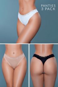 22023PK Mandy Thong 3 Pack (Color: Black/White/Nude, size: XL)