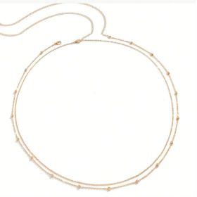 Fashion Double Layer Round Beads Chain Women's Waist Chain (Option: E141 Gold)