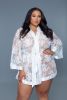 2275 Delia Robe Floral Lace Robe with Satin Trimming