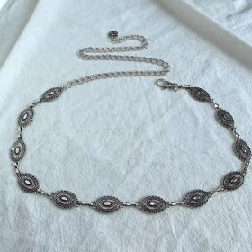 Women's Carved Geometric Retro Waist Chain (Option: B Style Silver)