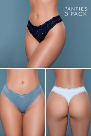 22063PK Jade Thong 3 Pack (Color: Black-Grey-White, size: S)