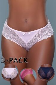 22143PK Tracy Brief 3 Pack (Color: Peach/Raspberry/Navy Blue, size: M)