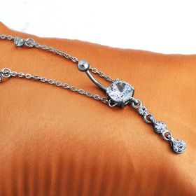 Fashion Navel Waist Chain Zircon Pendant Belly Ring (Color: White)