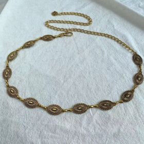 Women's Carved Geometric Retro Waist Chain (Option: Style B Gold)