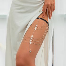 Multi-layer Chain Star Leg Ring Thigh Chain (Option: 04 White K0318-Specifications)