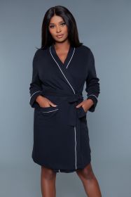 2258 Waffle Robe (Color: Black, size: L/XL)