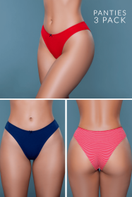 2203A3PK Talia Brief 3 Pack (Color: Blue-Red-White/Red, size: L)