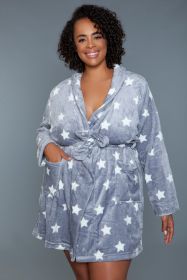 2259 Kaylee Robe (Color: Dark Grey/White, size: 2X/3X)